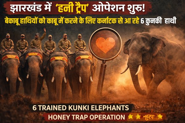 jharkhand elephant, jharkhand, jharkhand, झारखंड हाथी आतंक, झारखंड हनी ट्रैप ऑपरेशन, कुनकी हाथी, बेलगाम हाथी झारखंड, चाईबासा हाथी हमला, हजारीबाग हाथी आतंक, कर्नाटक कुनकी हाथी, वन विभाग अभियान, हाथी हिंसा झारखंड, जंगल और मानव संघर्ष, झारखंड वन्यजीव समाचार, हाथी नियंत्रण अभियान, Jharkhand elephant terror, Jharkhand honey trap operation, Kunki elephants, Karnataka trained elephants, Chaibasa elephant attack, Hazaribagh elephant incident, Human elephant conflict, Forest department operation, Wild elephant control mission, India wildlife news, Elephant rescue operation, Jharkhand forest news, the varta, varta, thevarta, jharkhand varta